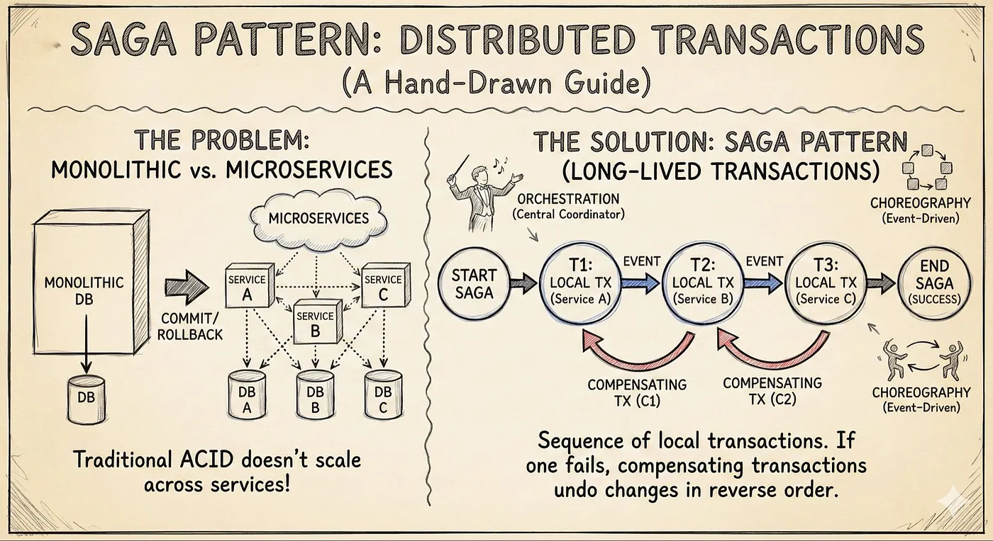❓ How do Amazon, Uber, or Netflix keep data consistent across dozens of microservices — without ever using a single ACID transaction? preview